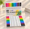 12 Colors Dual Tip Brush Pens – Fine & Brush Tip Art Markers
