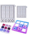 Tic-Tac-Toe Resin Mold Set – Large & Small Board Molds with X and O Pieces