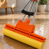 PVA Sponge Roller Mop – Orange Frame & Yellow Sponge Head, 125 cm