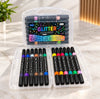 FLY Flying 12-Color Glitter Marker Set with Transparent Storage Case