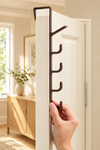 Over The Door Bags And Towel Hook Holder Hanger – Cream & Brown, 5-Hook