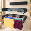 Folding Aluminum Clothes Drying Rack – Black Wall-Mounted Rack, 80 cm