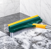 idealancy 2-in-1 Floor Scrub Brush with Squeegee – Green & Yellow, Long Handle